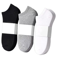 Chaussettes décontractées pour hommes en polyester et coton, absorbantes, blanches, noires, grises, pour le printemps et l'été, vente en gros d'usine à prix réduit