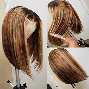 Wig Rambut Asli Manusia 100% Virgin Highlight Straight Lace Front Grosir, Wig Bob Premium Virgin <span class=keywords><strong>Hair</strong></span> - Product Image 3