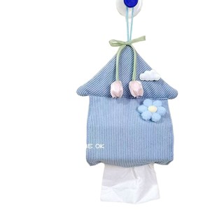 Bolsa de pañuelos de tela con diseño de casa azul de Chunzao, organizador de pañuelos colgante para uso doméstico - Product Image 5