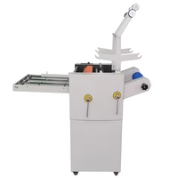 Laminateur manuel chaud/froid pour marquage à chaud/transfer thermique, format A4/A5/A6, avec alimentation par courroie chauffante, rembobineur et découpe double face