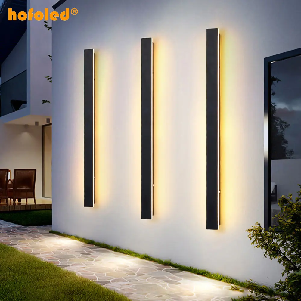 Hofoled-tira larga de luz sencilla para Exterior, aplique de pared para exteriores, IP65, inteligente, minimalista, para el hogar, Exterior
