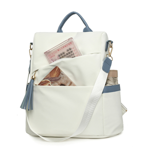 Nuovissimo Zaino di Tendenza Portatile Impermeabile Antifurto in PU di Lusso con Contrasto di Colore, Borsa a Doppia Spalla dal Design Unico per Donne - Product Image 3