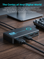 Commutateur KVM HDMI FJGEAR FJ-HK201S USB 2.0 4K/30Hz 2 ports, 2 ordinateurs partagent un moniteur, clavier, souris, prise HD