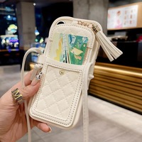 Dompet Kartu dengan Tali Selempang, Casing Ponsel Mewah Bergaya TPU untuk iPhone 17 15 Pro Max 14 13,  Aksen Rumbai Modis
