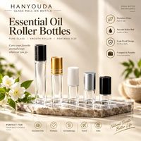 Flacon roll-on vide en verre transparent pour huiles essentielles et parfums, 1ml, 2ml, 3ml, 5ml, 10ml, emballage cosmétique en verre