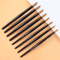 Fournisseur d'outils pour ongles Marque privée Paillettes noires brillantes Manche Kolinsky Brosse à ongles en acrylique Vente en gros Pinceaux à ongles en acrylique OEM