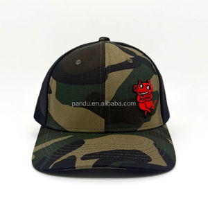 <span class=keywords><strong>Casquette</strong></span> Trucker Richardson 112 en Maille Camouflage Woodland avec Broderie 3D Personnalisée Cochon Rouge Dessin Animé, Réglable, pour Extérieur, Type Snapback - Product Image 1