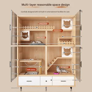 USMILEPET-Jaula de varios niveles para interior, casa panorámica de lujo para mascotas, muebles, nido de gato, casa de árbol, casa de madera para gatos - Product Image 3