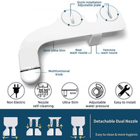 Accessoire de bidet ultra-plat à double buse, non électrique, pour toilettes, avec lavage avant et arrière, pression réglable, hygiénique