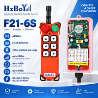 HZBOY433MHz Pengendali Jarak Jauh Radio F21-6S Pengangkat Derek Industri 6 Tombol Penerima Pemancar Kecepatan Tunggal untuk Winch Listrik