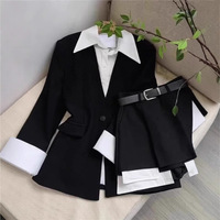 Ensemble élégant chic pour femme mature : Blazer mi-long boutonné et jupe-culotte taille haute – Collection Printemps-Automne