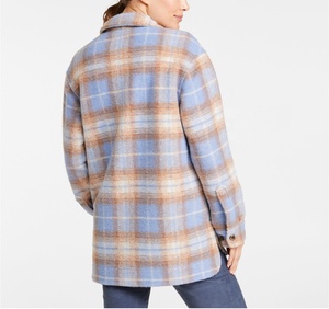Brushed Shacket Fall Winter Digital Print Thick Shirt <strong>Check</strong> <strong>Jacket</strong> <strong>Ladies</strong> Soft Thick Coats Flannel Fleece Plaid Women Overshirt - Product Image 2