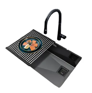 Gudsink hand made fregadero undermount ss 304 handmade nano black one single sink bowl stainless steel kitchen sinks