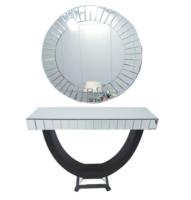 Meuble de salon avec miroir, Table de couloir demi-lune, avec miroir mural, pour la maison, l'hôtel