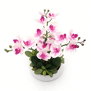 <span class=keywords><strong>Arthome</strong></span> Orchidée Artificielle 3 Tiges avec Pot 40.6x40.6x53.3 Cm - Céramique Faite à la Main Imperméable Moderne Rose - Product Image 5