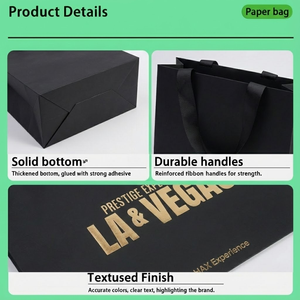 カスタムギフトバッグ 高級リサイクルクラフト紙 ショッピングバッグ (ジュエリー・貴重品用、ラミネート加工、豪華デザイン、ロゴ対応) - Product Image 2