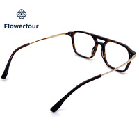 Gafas Unisex con Diseño de Doble Puente, Montura Transparente, Retro, Modernas, Hechas a Mano, de Acetato Ligero, Montura Completa Cuadrada, Gafas Ópticas