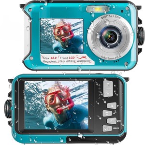 กล้องดิจิตอลกันน้ำ OEM 48MP 4K หน้าจอคู่ จอ LCD ด้านหน้า กล้องถ่ายภาพใต้น้ำสำหรับกีฬาแอคชั่น - Product Image 1