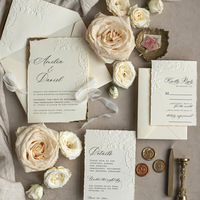 Cartes d'invitation de mariage personnalisées de luxe, gaufrées, imprimées en héliogravure, style européen, design élégant pour la mariée, papier de niche haut de gamme