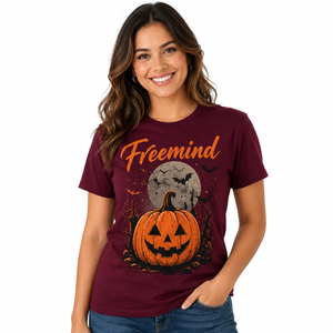 T-shirt unisexe Jack-O'-Lantern Pumpkin Halloween à manches courtes et imprimé graphique classique, doux, pour fête en famille - Product Image 4