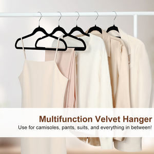 Lindon Fluwelen Hanger 50 Pack Ruimte Te Besparen Anti-Slip Gevoerde Gevlokte Witte Zwart Fluwelen <span class=keywords><strong>Hangers</strong></span> Voor Doek - Product Image 2