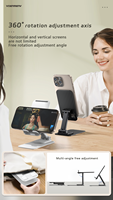 DH27 Métal Pliable 360 °   Support de téléphone portable de bureau rotatif à 360° avec hauteur réglable pour smartphone