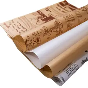 Diskon besar kertas bungkus makanan cetak kustom lapisan Foil Mg kertas Sandwich putih kertas roti panggang kue