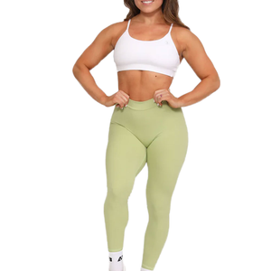Nouvel arrivage de leggings de sport de yoga taille haute sans couture, tissu éponge respirant, élasthanne/nylon, longueur genou, fitness - Product Image 1