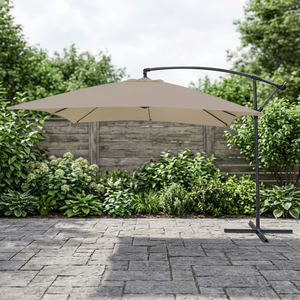 Ombrellone da Esterno Grigio Tortora 3x2 Metri Design Moderno con Telaio in Acciaio al Carbonio, Raggio 3M, Sollevamento Manuale per Giardino e Parco - Kios Est - Product Image 3