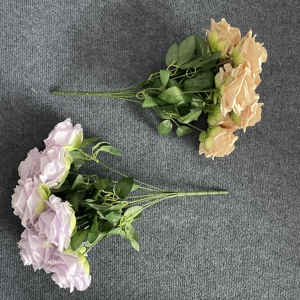 Ramo de Rosas Artificiales Multicolor Plateado y Dorado de 10 Cabezas, <span class=keywords><strong>Flor</strong></span> de Tela de Seda para Decoración de Bodas, Festivales y Hogar - Product Image 2