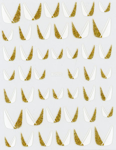 Autocollants pour ongles en forme de U, style French Manucure, blancs, argentés, dorés, à paillettes, rayés, auto-adhésifs, pour manucure - Product Image 4