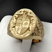 Bague personnalisée pour homme avec emblème de bouclier de lion de couronne chaude, populaire en Europe et en Amérique, plaquée PVD or 18 carats, sceau royal