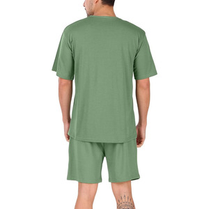 Men's Solid Green Cotton T-Shirt and Shorts <b>Set</b> O-Neck Short Sleeve Casual Summer Outfit High Quality Custom Men Summer <b>Twin</b> <b>Set</b> - Product Image 5