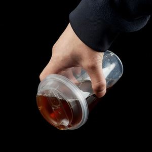 Étiquetage personnalisé en moulage in-situ, gobelets en PP épais de 90 mm de diamètre, transparents, à paroi simple, avec couvercles, impression sérigraphique pour café, milkshake - Product Image 6