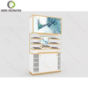 Images de conception de comptoir de bijouterie LED, meubles de magasin de bijouterie en verre et bois, vitrine avec boîte à lumière - Product Image 6