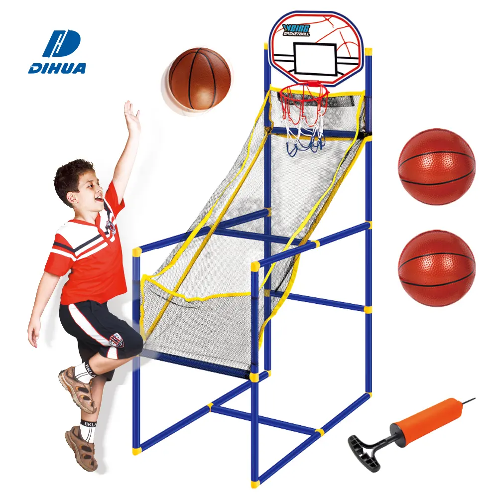 बास्केटबॉल खिलौना बच्चों के खेल खिलौना बास्केटबॉल घेरा पंप और दो गेंदों के साथ सेट बच्चों के खेल खेल इनडोर, आउटडोर