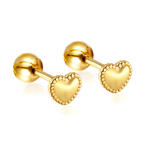 Aretes Hipoalergénicos de Acero Inoxidable 316 para Niños, con Cierre de Rosca, Lindos Aretes de Mariposa y Corazón con Baño de Oro de 18K para Niños - Product Image 5