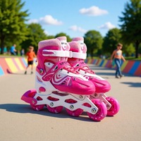 Patins à roulettes professionnels pour garçons et filles, adaptés aux débutants, style patins artistiques, taille réglable, roues lumineuses en PVC, rangée unique en PU