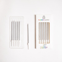 11,5cm Dünne Metallische Gold Silber Regenbogen Geburtstagskerzen Set 6 Stück Lange Tortendekoration für Jubiläumsfeier
