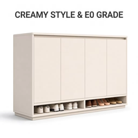 Meuble à chaussures en bois minimaliste moderne, étagère à chaussures quatre portes pour entrée, unité de rangement autoportante, taille personnalisable, mobilier de maison