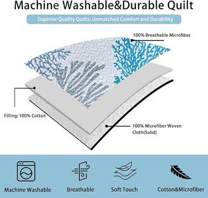 3 mảnh ven biển Quilting bốn mùa đảo ngược Microfibre hải lý Trải Giường Mùa Hè <span class=keywords><strong>Comforter</strong></span> Bộ - Product Image 5