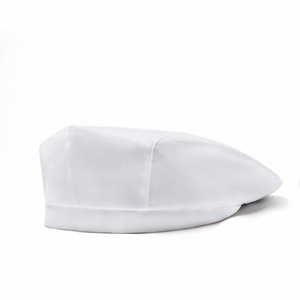 White Beret Work Hat Breathable Monochrome Adult Uniform Cap For Chefs Bakers Hotel Staff Flight Attendants - Product Image 1