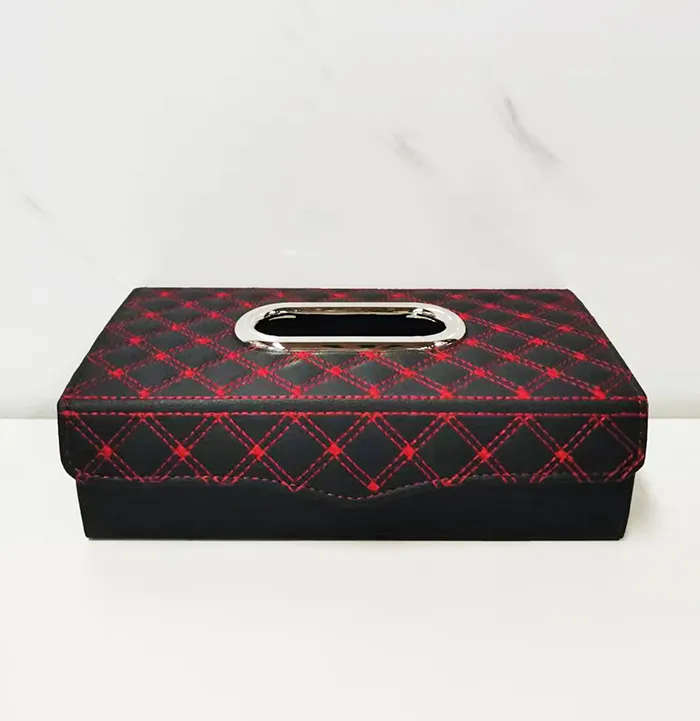 Caja de pañuelos colgante de la serie de vino tinto de Corea, puntada roja