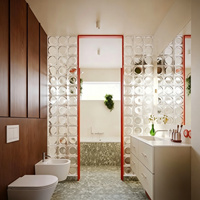 Brique de verre creuse moderne à motif soleil, en verre transparent, très vendue, pour projets de rénovation résidentielle