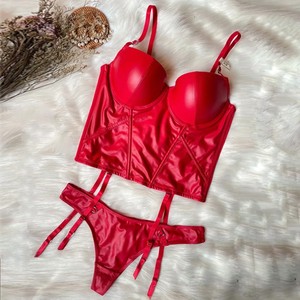 Woman <b>Bra</b> Panties <b>Set</b> Push up <b>Sexy</b> Women Leather <b>Bra</b> Harness Beautiful Back Leather <b>Bra</b> <b>Sets</b> - Product Image 5