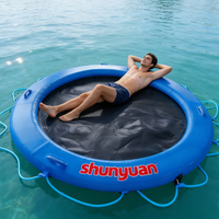 Hamac flottant gonflable en PVC personnalisé de 8 pieds avec technologie Drop Stitch, pont flottant avec anneau rond pour plusieurs personnes