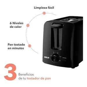 Rca RC-T2 của nhãn hiệu điện đen nướng bánh mỳ 6 cường độ mức độ thép không gỉ nhà ở ăn sáng Maker cho hộ gia đình và khách sạn sử dụng - Product Image 1