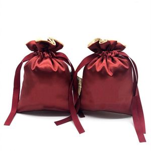 Simple <b>White</b> Satin <b>Evening</b> Gift Drawstring Pouch Silk Hair Garment Packaging <b>Bag</b> Custom logo - Product Image 2