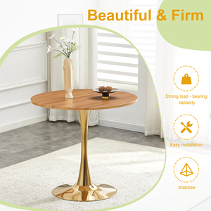Table ronde de salle à manger de 31,5 pouces, table Tulip avec piétement en métal, style mid-century modern, table de bistrot pour salon - Product Image 5