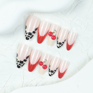 <span class=keywords><strong>Uñas</strong></span> Postizas Acrílicas con Diseño de <span class=keywords><strong>Leopardo</strong></span> Estilo Francés en Forma de Almendra, Juego de 24 Piezas para Niñas, <span class=keywords><strong>Uñas</strong></span> de Presión - Product Image 2